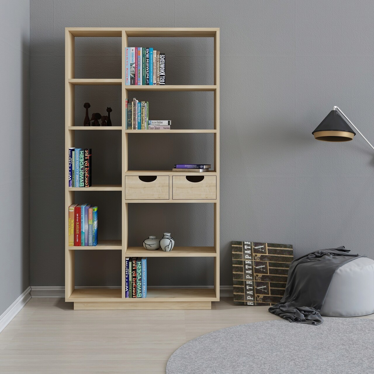 Corp biblioteca, Hanah Home, Luma, 80.4x188.6x25 cm, Stejar - imagine 6